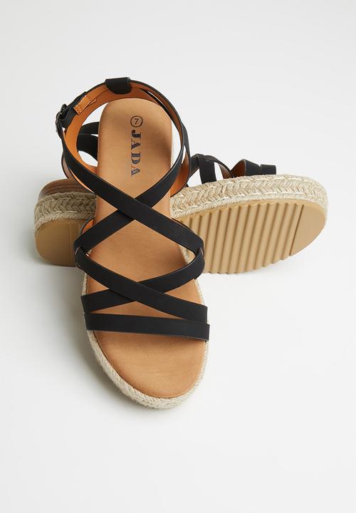 Jada - Strappy flatform - black