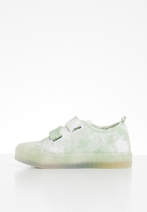 Pop Candy - Girls strap sneaker - green & white