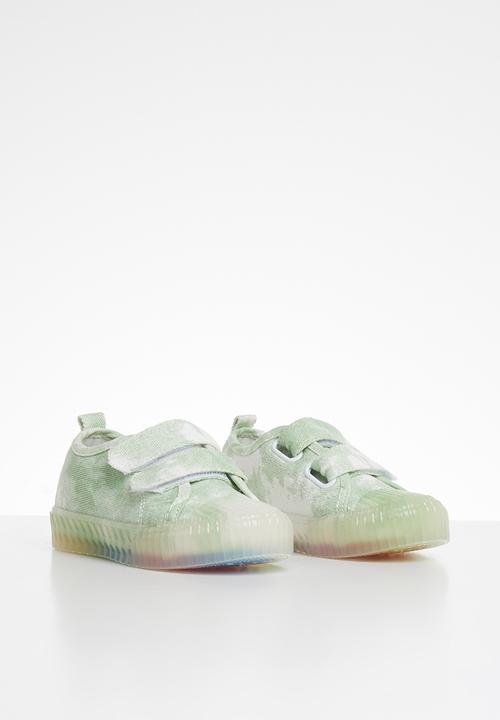 Pop Candy - Girls strap sneaker - green & white