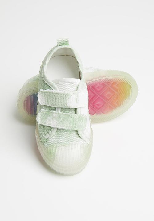 Pop Candy - Girls strap sneaker - green & white
