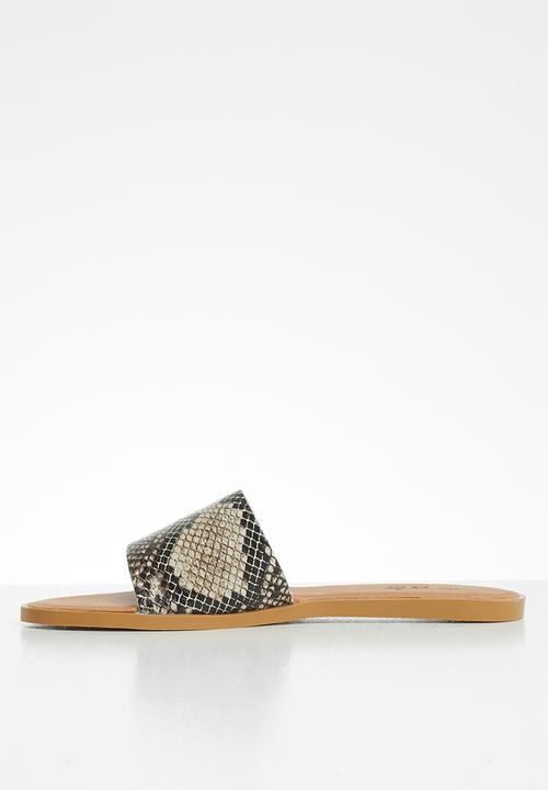 edit - Kody leather slide - brown & black 