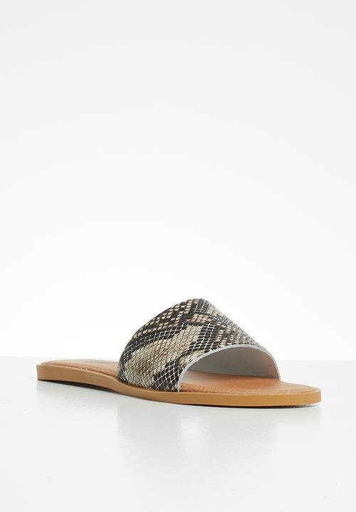 edit - Kody leather slide - brown & black 