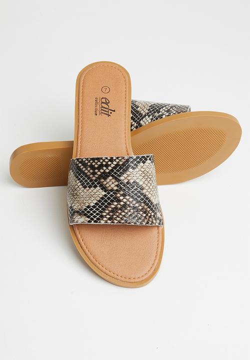 edit - Kody leather slide - brown & black 