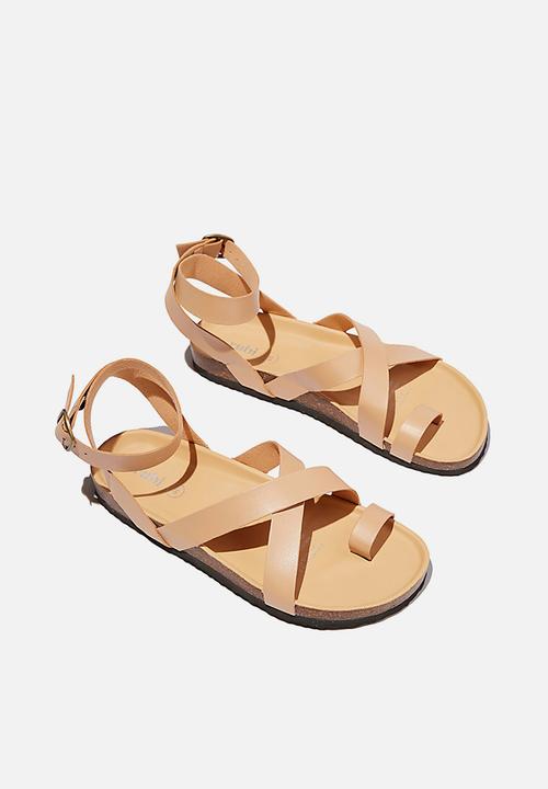 Cotton On - Rex gladiator strappy sandal  - stone pu