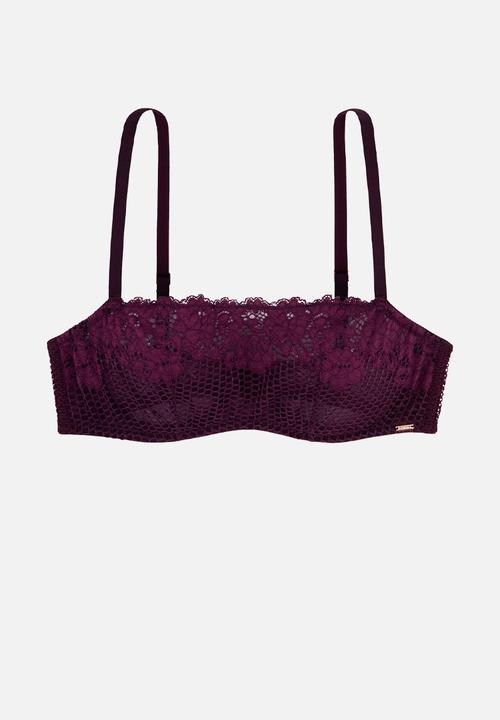 DORINA - Non padded balcony bra lace - wine