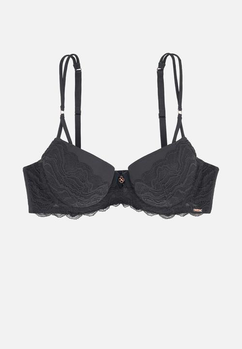 DORINA - Light padded Demi bra with lace - dark grey