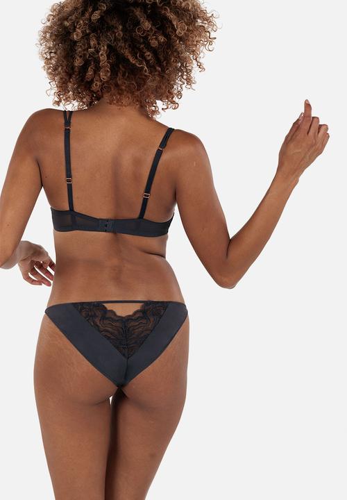 DORINA - Light padded Demi bra with lace - dark grey