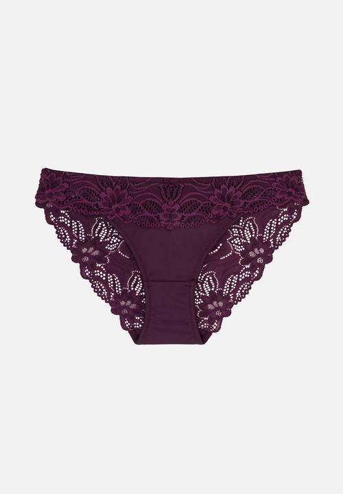 DORINA - Lace classic brief - wine