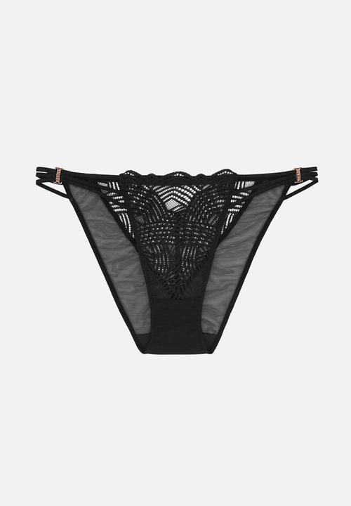 DORINA - Tanga lace thong - black