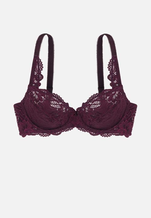 DORINA - Non padded bra lace with micro - wine