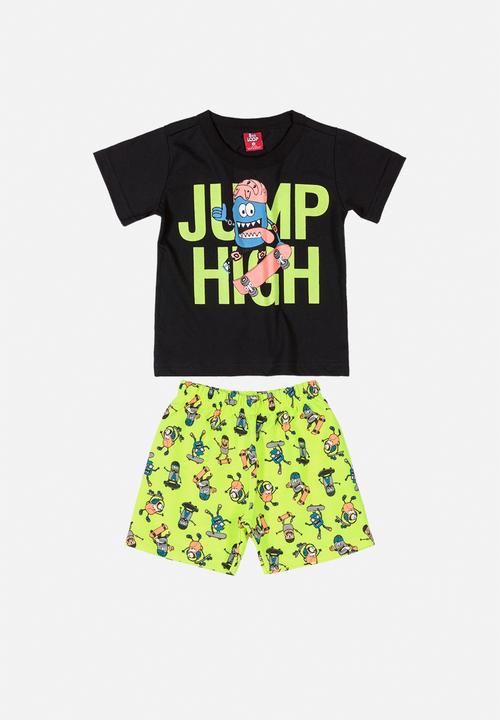 Bee Loop - Boys top & sweat bermuda set - black
