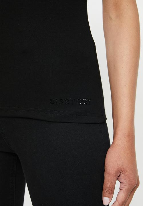 SISSY BOY - Bling and mesh detail top  - black