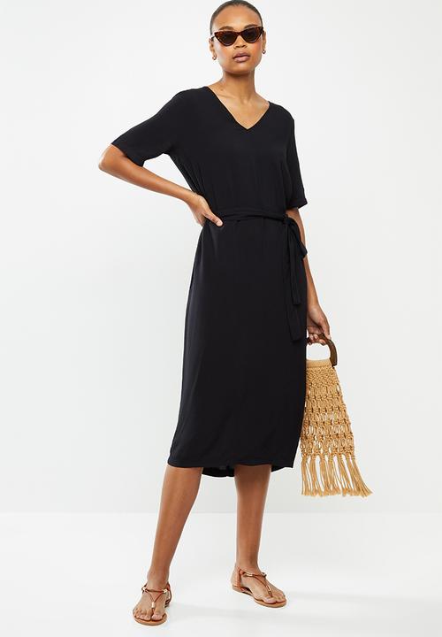 edit - Woven tunic dress - black