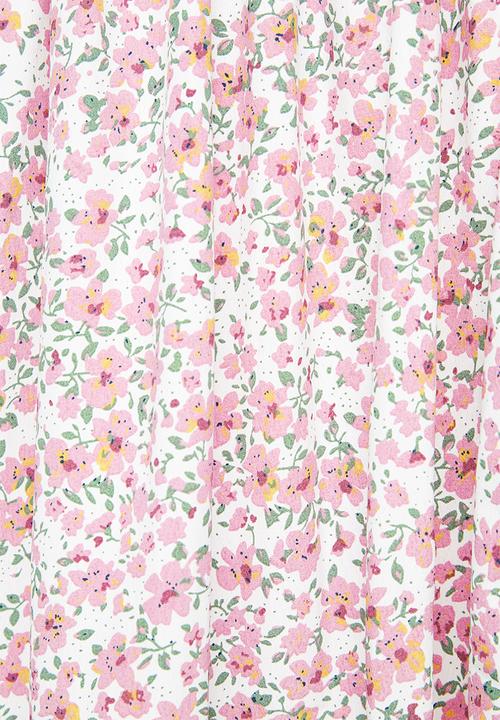 edit - Puff sleeve v-neck tiered maxi - pink & white