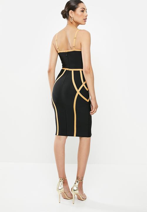 SISSY BOY - Bari: bandage contrast dress with cups - black & gold