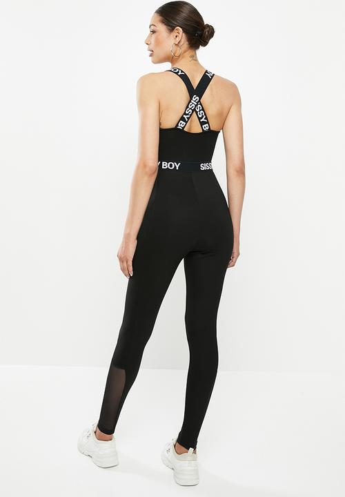 SISSY BOY - Athleisure: all in one leotard - black