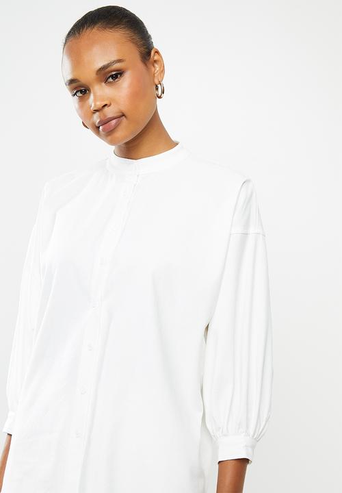 edit - Linen & cotton blend blouson slv shirt - milk