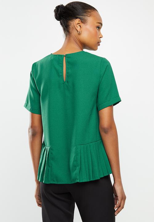 edit - Pleat detail woven shell - emerald