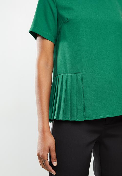 edit - Pleat detail woven shell - emerald