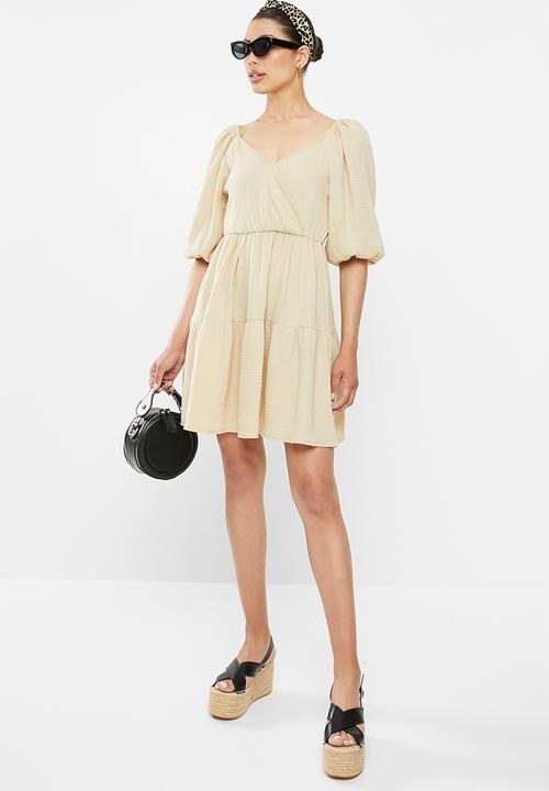 MILLA - Wrap mini dress - stone