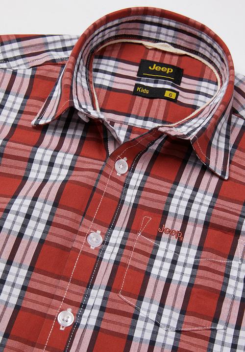 JEEP - Storm short sleeve check shirt - red