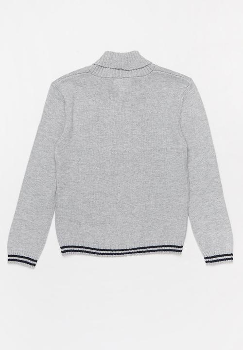 POLO - Boys adrian crested cardigan - grey
