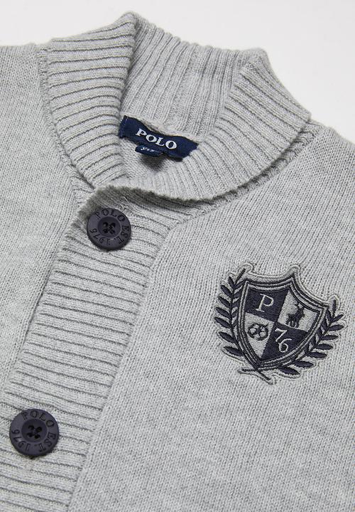 POLO - Boys adrian crested cardigan - grey
