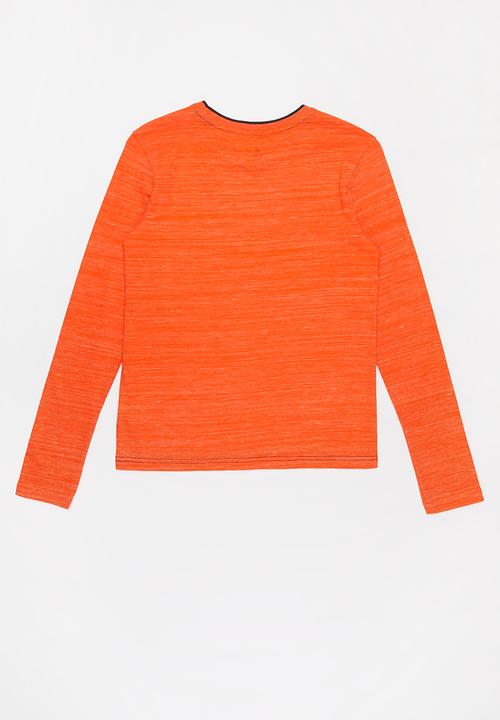 POLO - Boys mason ls space dye tee - orange