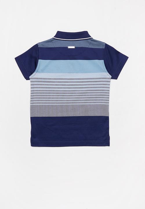 POLO - Boys lyle striped golfer - blue