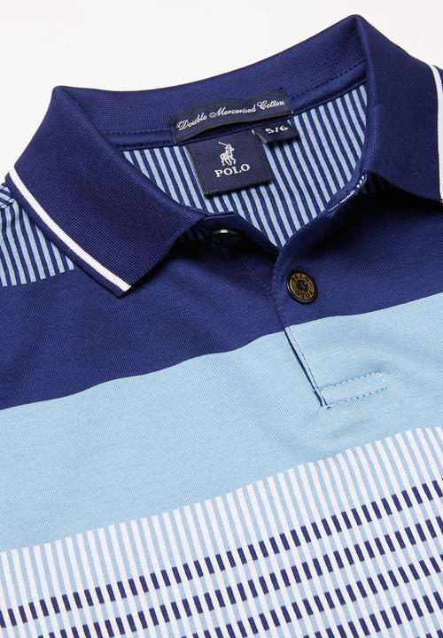 POLO - Boys lyle striped golfer - blue