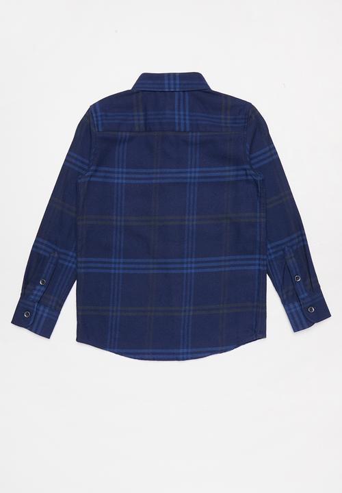 POLO - Boys liam ls checked shirt - blue