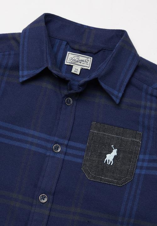 POLO - Boys liam ls checked shirt - blue