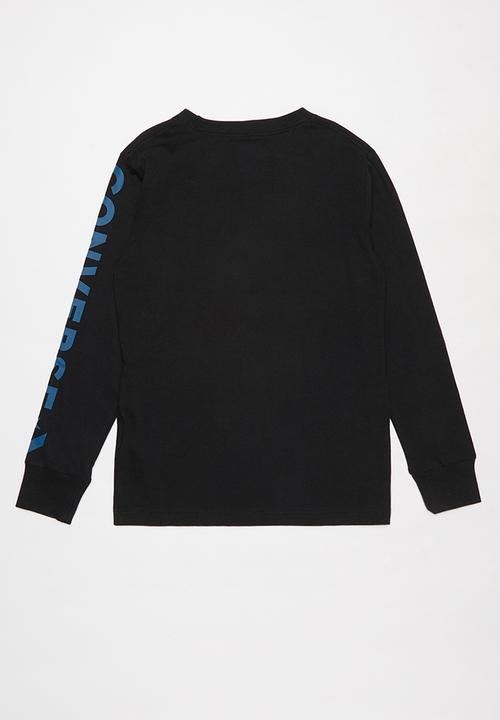 Converse - Converse boys wordmark camo long sleeve tee - black