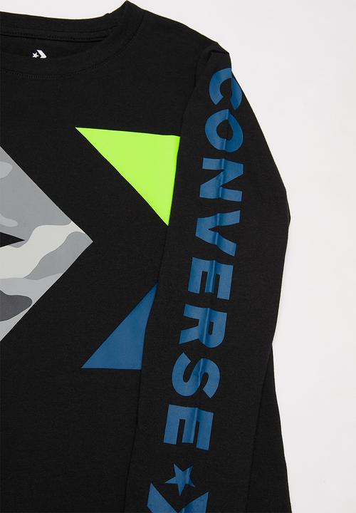 Converse - Converse boys wordmark camo long sleeve tee - black