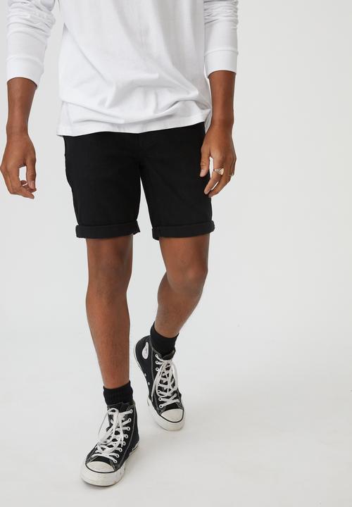 Factorie - Slim cut denim short - true black