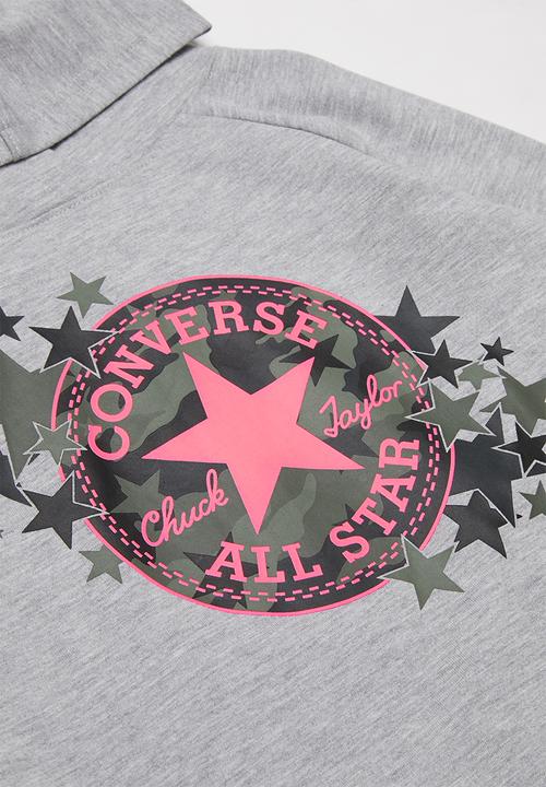 Converse - Converse girls raglan camo star hoodie - grey
