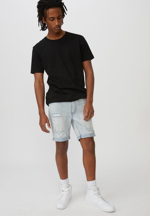 Factorie - Slim cut denim short - pale blue