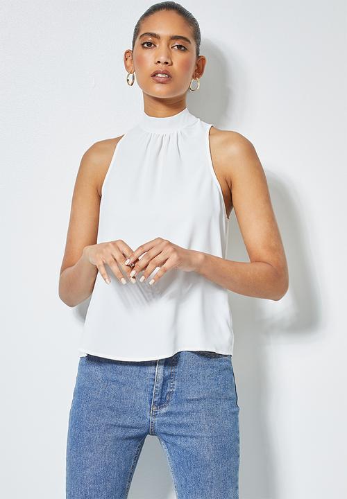 Superbalist - Hi neck blouse with wrap back - white