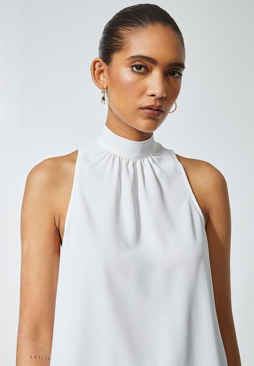 Superbalist - Hi neck blouse with wrap back - white