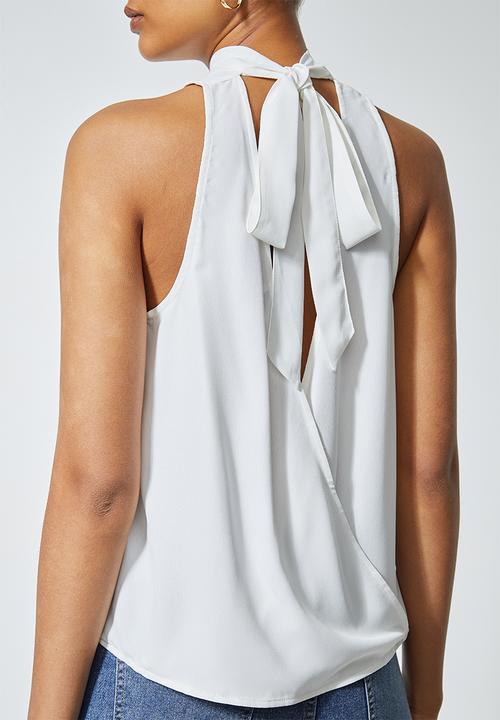 Superbalist - Hi neck blouse with wrap back - white