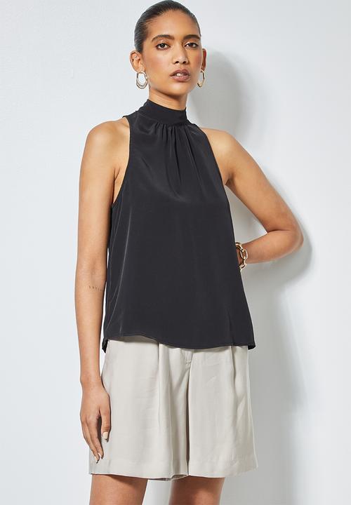 Superbalist - Hi neck blouse with wrap back - black