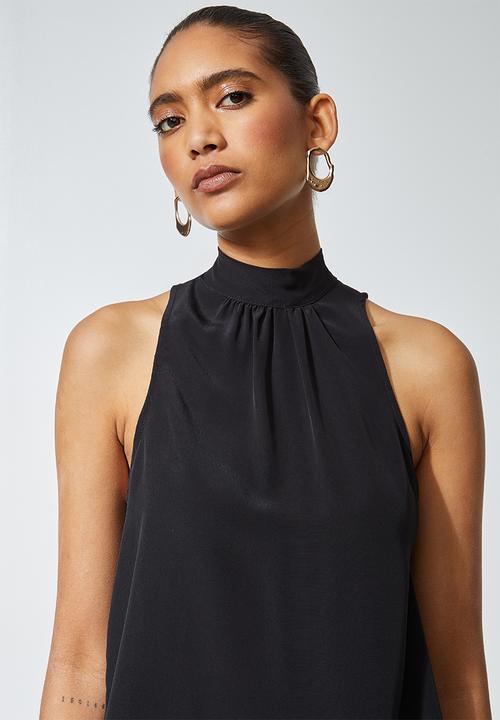 Superbalist - Hi neck blouse with wrap back - black