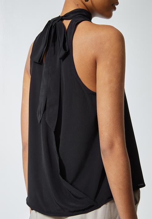 Superbalist - Hi neck blouse with wrap back - black