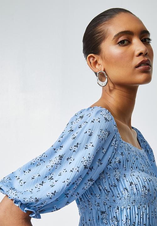 Superbalist - Shirred square neck top - blue