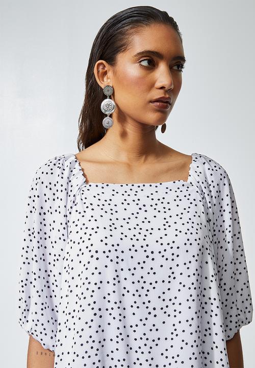 Superbalist - Off the shoulder mini dress - white & black 