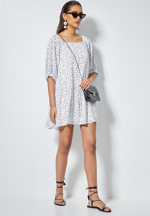 Superbalist - Off the shoulder mini dress - white & black 
