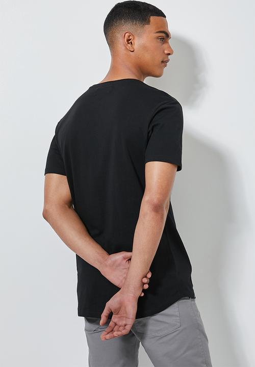 Superbalist - 3-Pack Barney longline curved hem tee - black