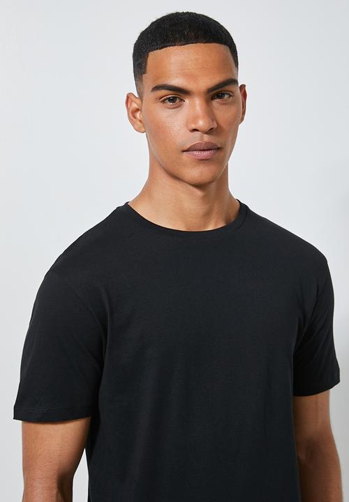 Superbalist - 3-Pack Barney longline curved hem tee - black