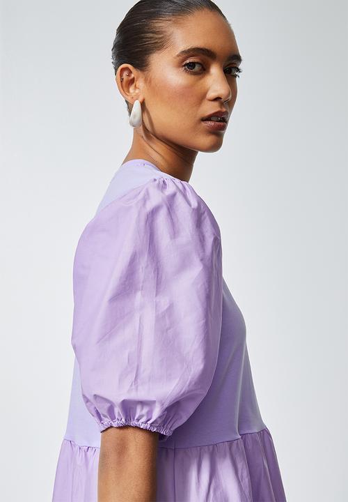 Superbalist - Combo fabric tiered dress - purple