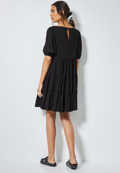Superbalist - Square neck tiered dress - black
